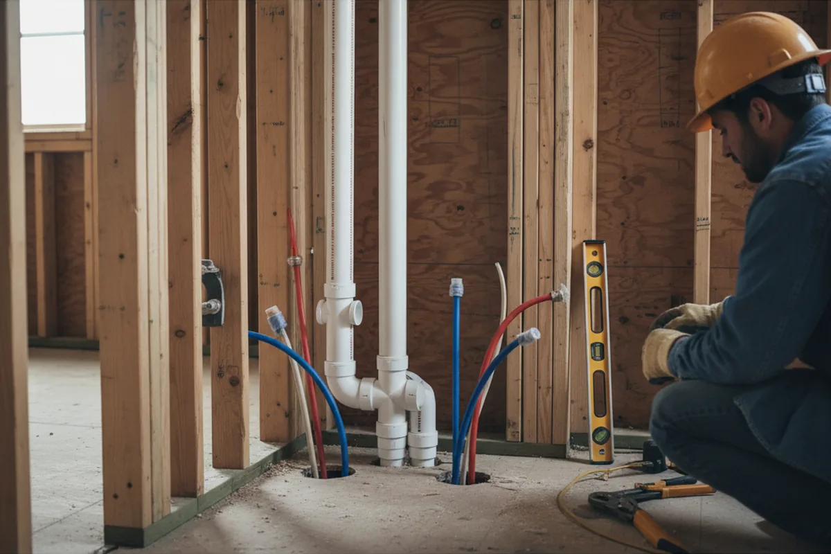 Drain and supply rough-in during Leak Detection in Machipongo