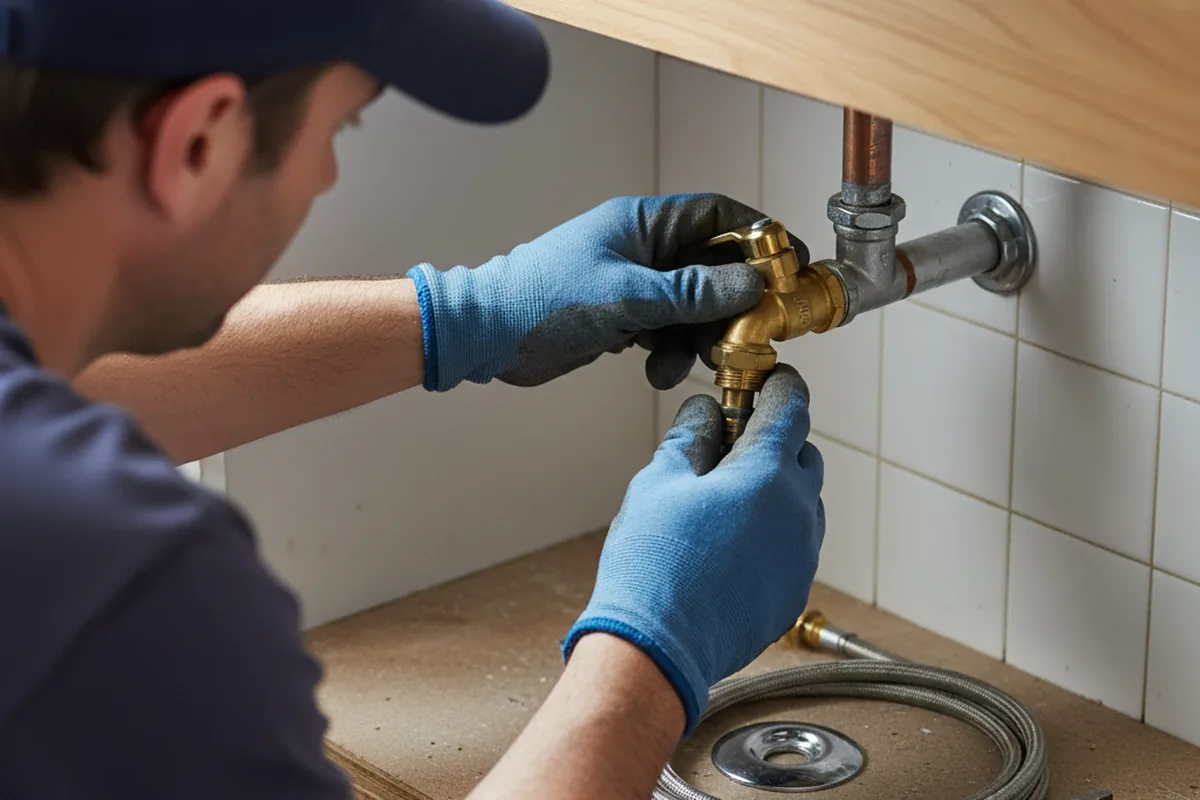 Shutoff valve and fitting work during Burst Pipe Repair in Machipongo